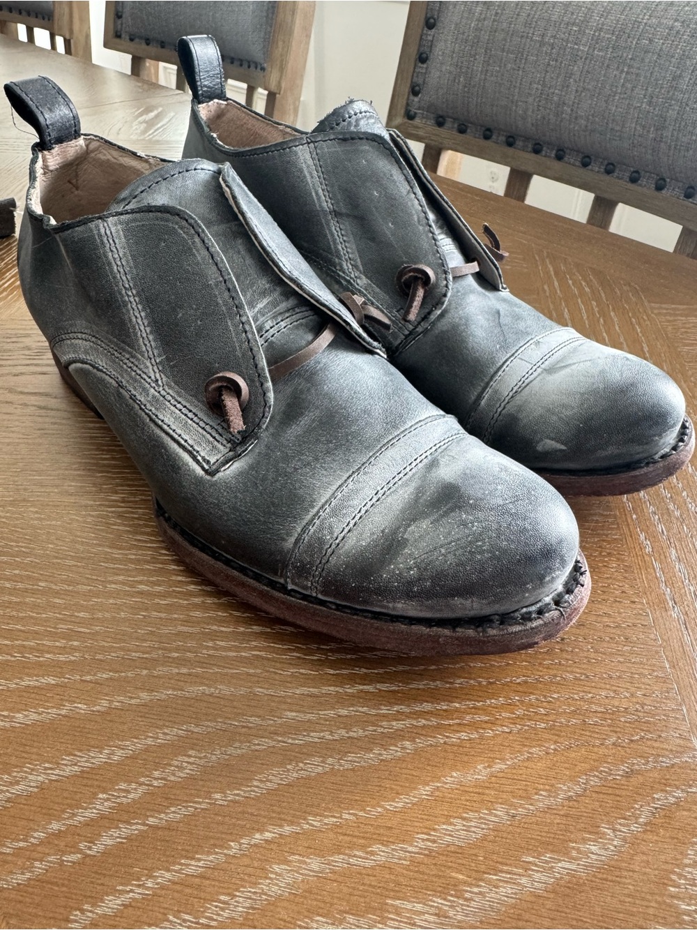 Freebird by Steven Distressed Black Leather Ankle Booties